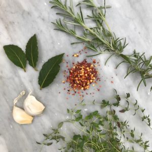 Herbs and garlic